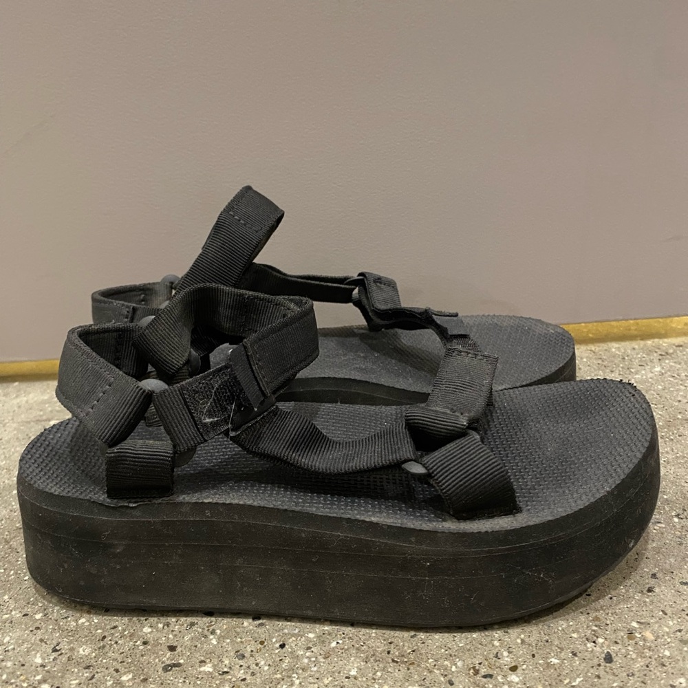Black Teva Flatforms Size 7
